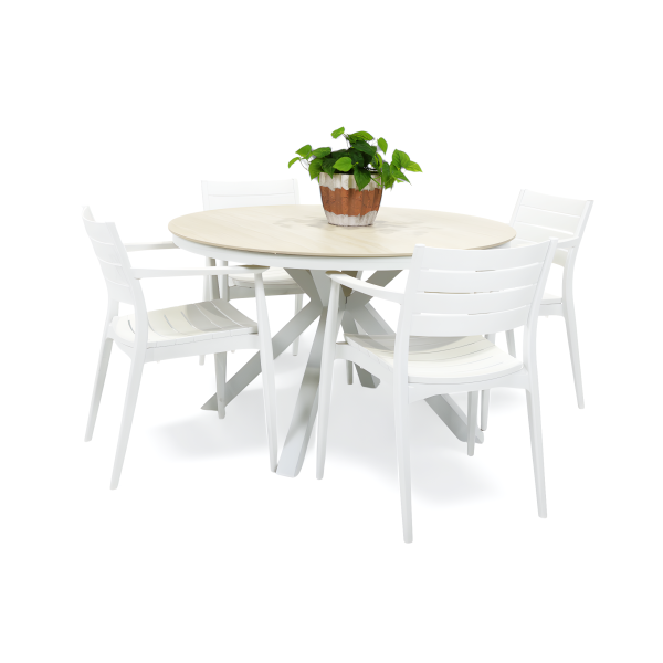 4 Lyon Chairs & Argos 1.2m Table White