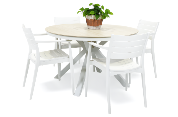 4 Lyon Chairs & Argos 1.2m Table White