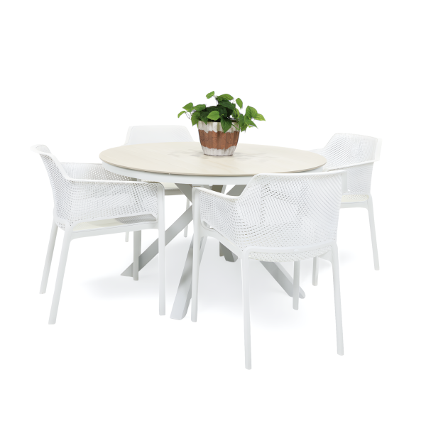 4 Paris Chairs & Argos 1.2m Table White