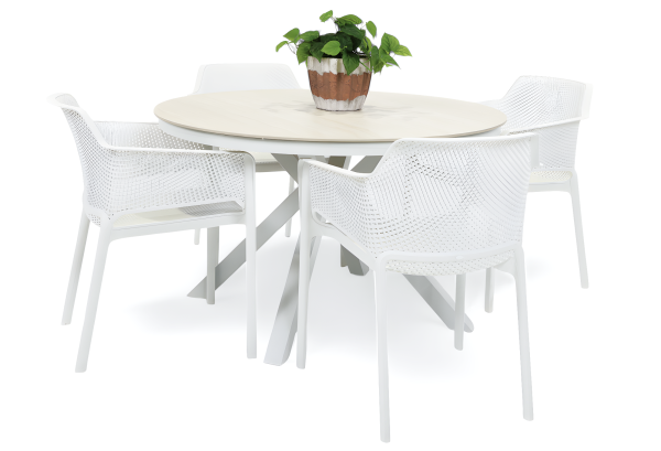 4 Paris Chairs & Argos 1.2m Table White