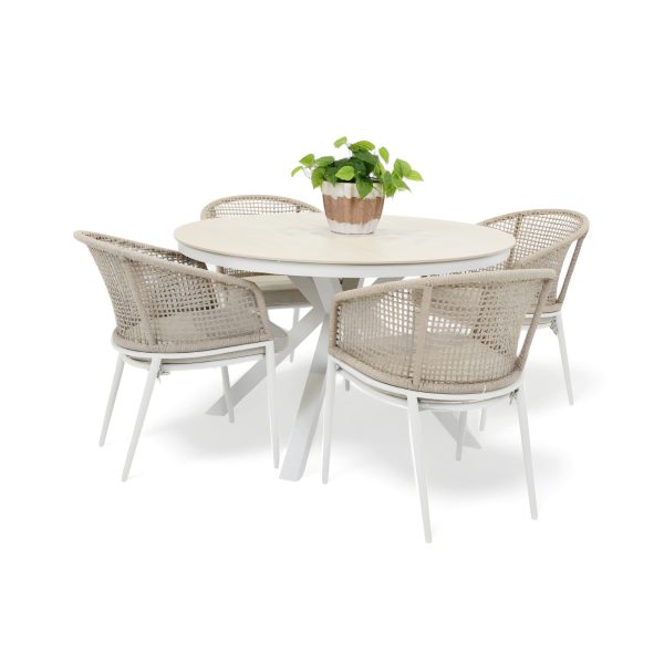 4 Sundown Chairs & Argos 1.2m Table White