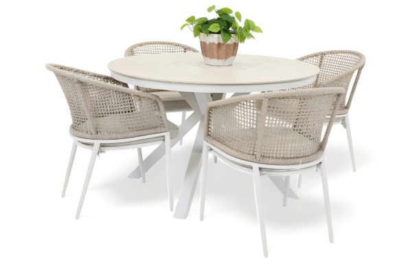 4 Sundown Chairs & Argos 1.2m Table White