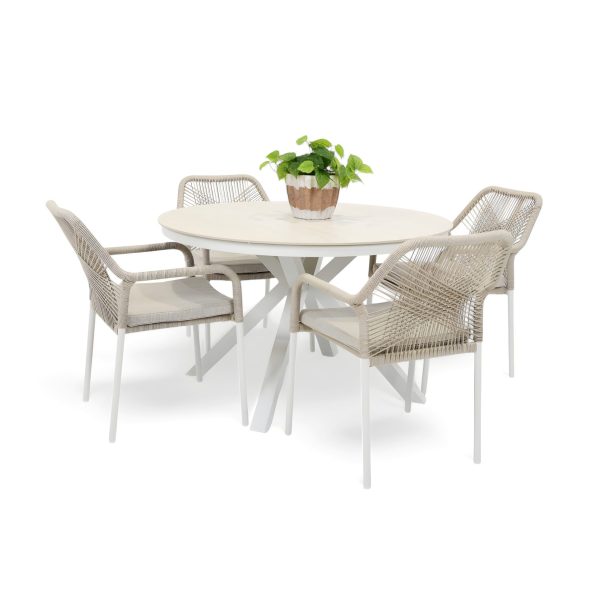 4 Tide Chairs & Argos 1.2m Table White