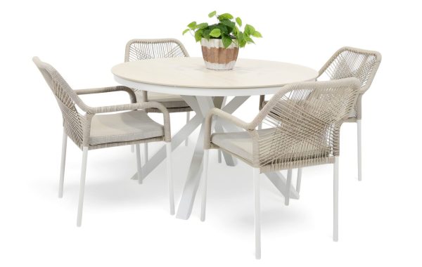 4 Tide Chairs & Argos 1.2m Table White