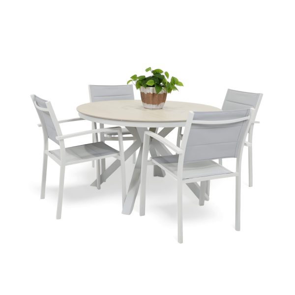 4 Whitby Chairs & Argos 1.2m Table White