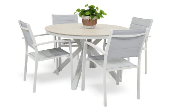 4 Whitby Chairs & Argos 1.2m Table White