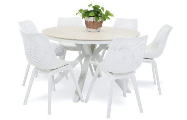6 Bronte Chairs & Argos 1.2m Table White