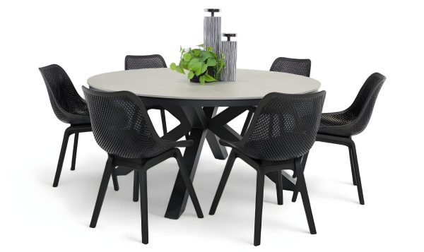 6 Bronte Chairs & Argos 1.6m Table Black