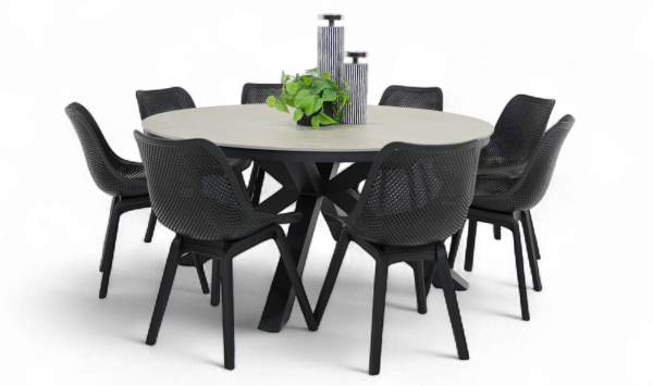 8 Bronte Chairs & Argos 1.6m Table Black