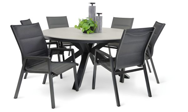 6 Crown Sling Chairs & Argos 1.6m Table Black