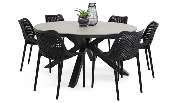 6 Isla Chairs & Argos 1.6m Table Black
