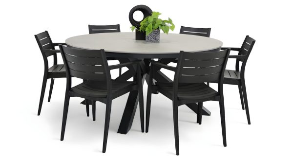 6 Lyon Chairs & Argos 1.6m Table Black