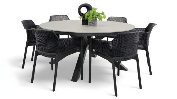 6 Paris Chairs & Argos 1.6m Table Black