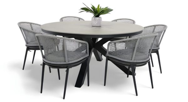 6 Sundown Chairs & Argos 1.6m Table Black