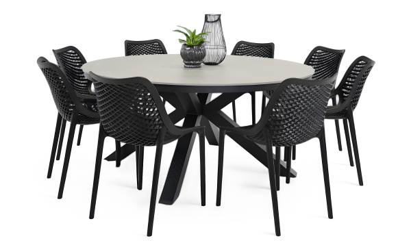 8 Isla Chairs & Argos 1.6m Table Black