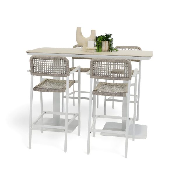 4 Salt Stools & Argos 1.6m Bar Table White