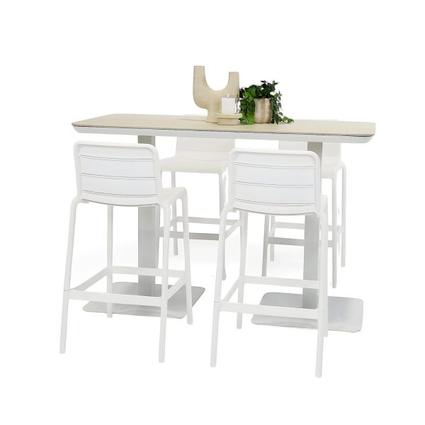 4 Stecca Stools & Argos 1.6m Bar Table White