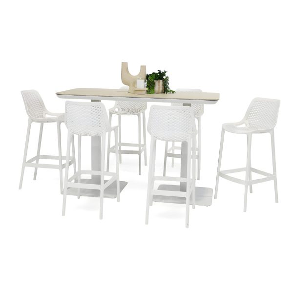 6 Isla Stools & Argos 1.6m Bar Table White
