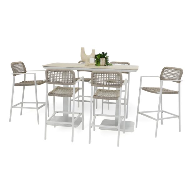 6 Salt Stools & Argos 1.6m Bar Table White