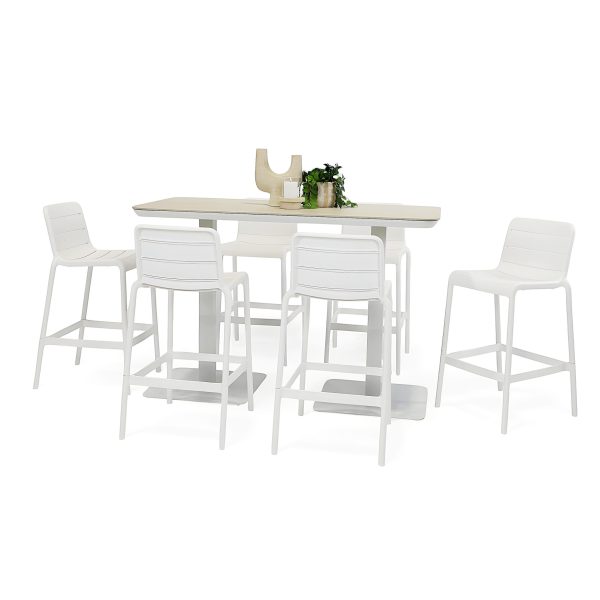 6 Stecca Stools & Argos 1.6m Bar Table White