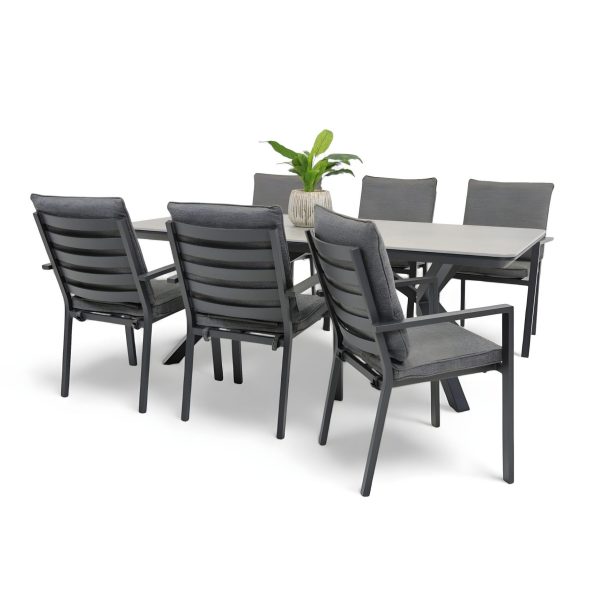 6 Breeze Chairs & Argos 2m Table Black