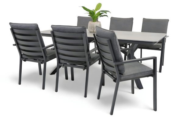 6 Breeze Chairs & Argos 2m Table Black