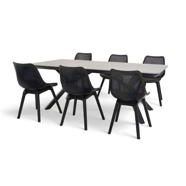 6 Bronte Chairs & Argos 2m Table Black