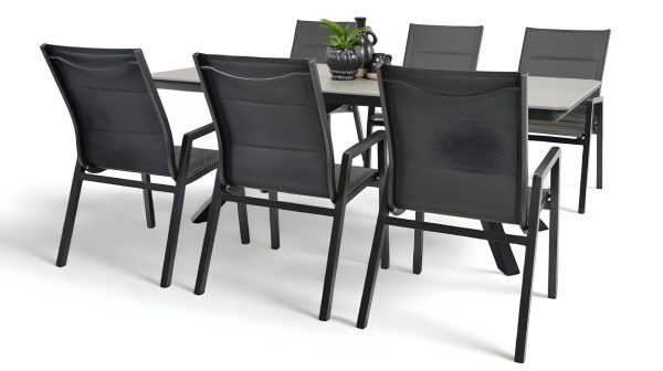 6 Crown Sling Chairs & Argos 2m Table Black