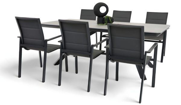 6 Lagoon Chairs & Argos 2m Table Black