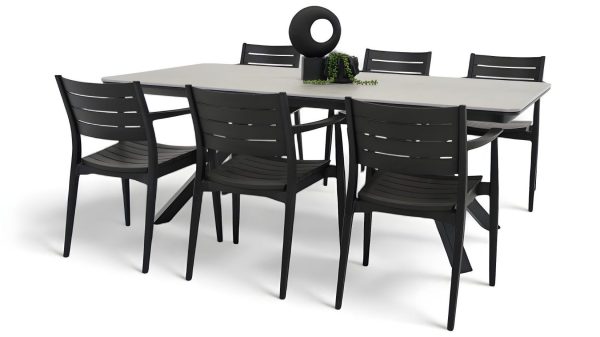 6 Lyon Chairs & Argos 2m Table Black