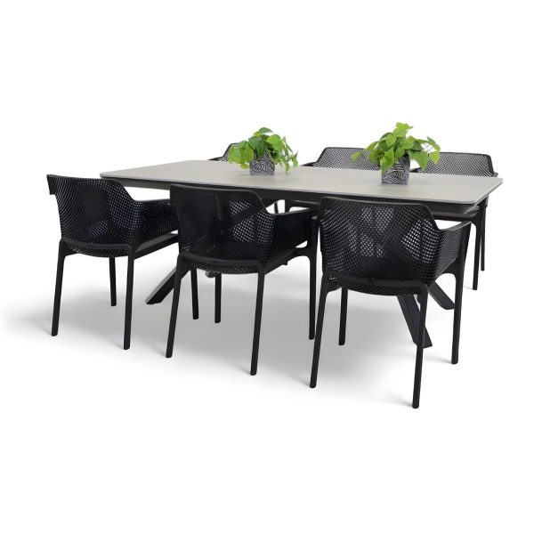 6 Paris Chairs & Argos 2m Table Black