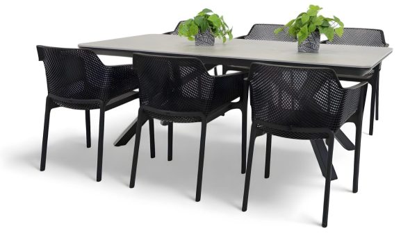 6 Paris Chairs & Argos 2m Table Black