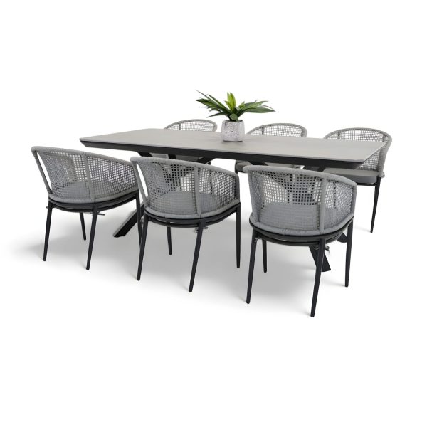 6 Sundown Chairs & Argos 2m Table Black