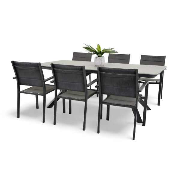 6 Whitby Chairs & Argos 2m Table Black