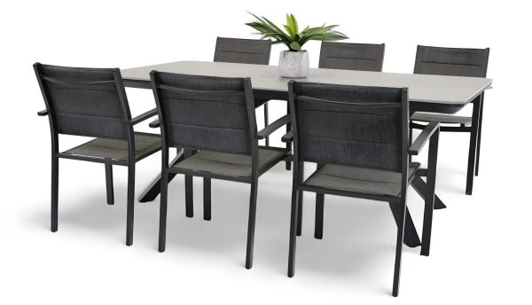 6 Whitby Chairs & Argos 2m Table Black