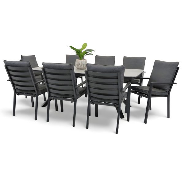 8 Breeze Chairs & Argos 2m Table Black