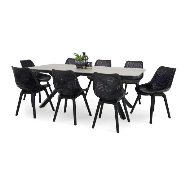 8 Bronte Chairs & Argos 2m Table Black
