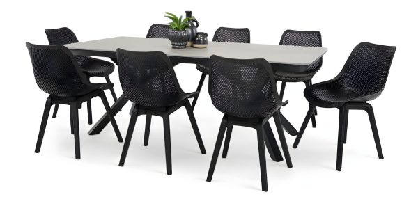 8 Bronte Chairs & Argos 2m Table Black