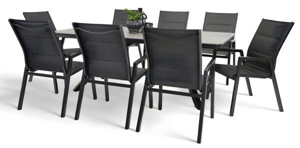 8 Crown Sling Chairs & Argos 2m Table Black