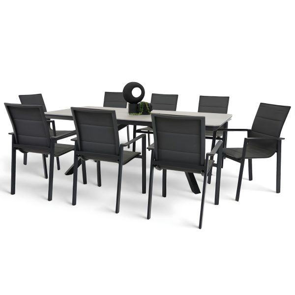 8 Lagoon Chairs & Argos 2m Table Black