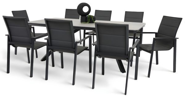 8 Lagoon Chairs & Argos 2m Table Black