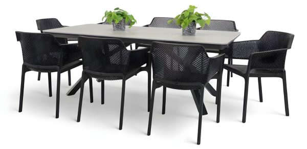 8 Paris Chairs & Argos 2m Table Black