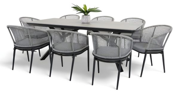 8 Sundown Chairs & Argos 2m Table Black