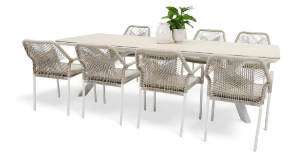8 Tide Chairs & Argos 2.6m Table White