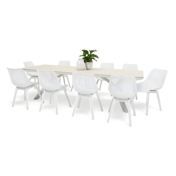 10 Bronte Chairs & Argos 2.6m Table White
