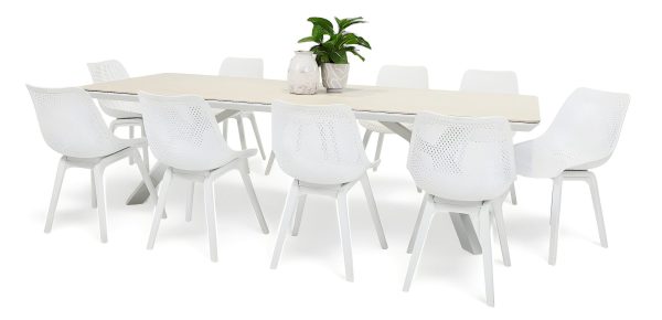10 Bronte Chairs & Argos 2.6m Table White