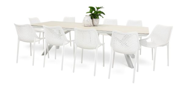 10 Isla Chairs & Argos 2.6m Table White
