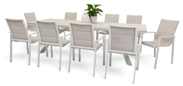 10 Lagoon Chairs & Argos 2.6m Table White