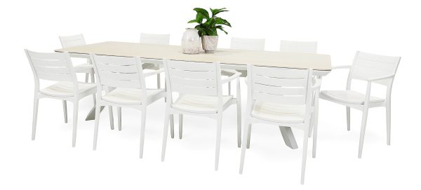 10 Lyon Chairs & Argos 2.6m Table White
