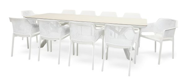 10 Paris Chairs & Argos 2.6m Table White